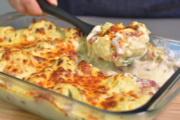 Couve-Flor Gratinada com Bacon e Molho Branco